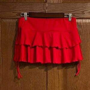 Red ruffle mini skirt